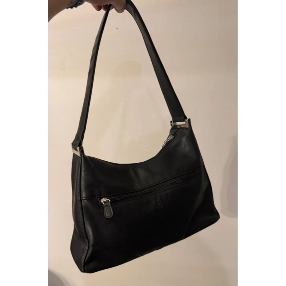 Y2k Madison Studio Black Genuine Leather Baguette Shoulder Bag Purse